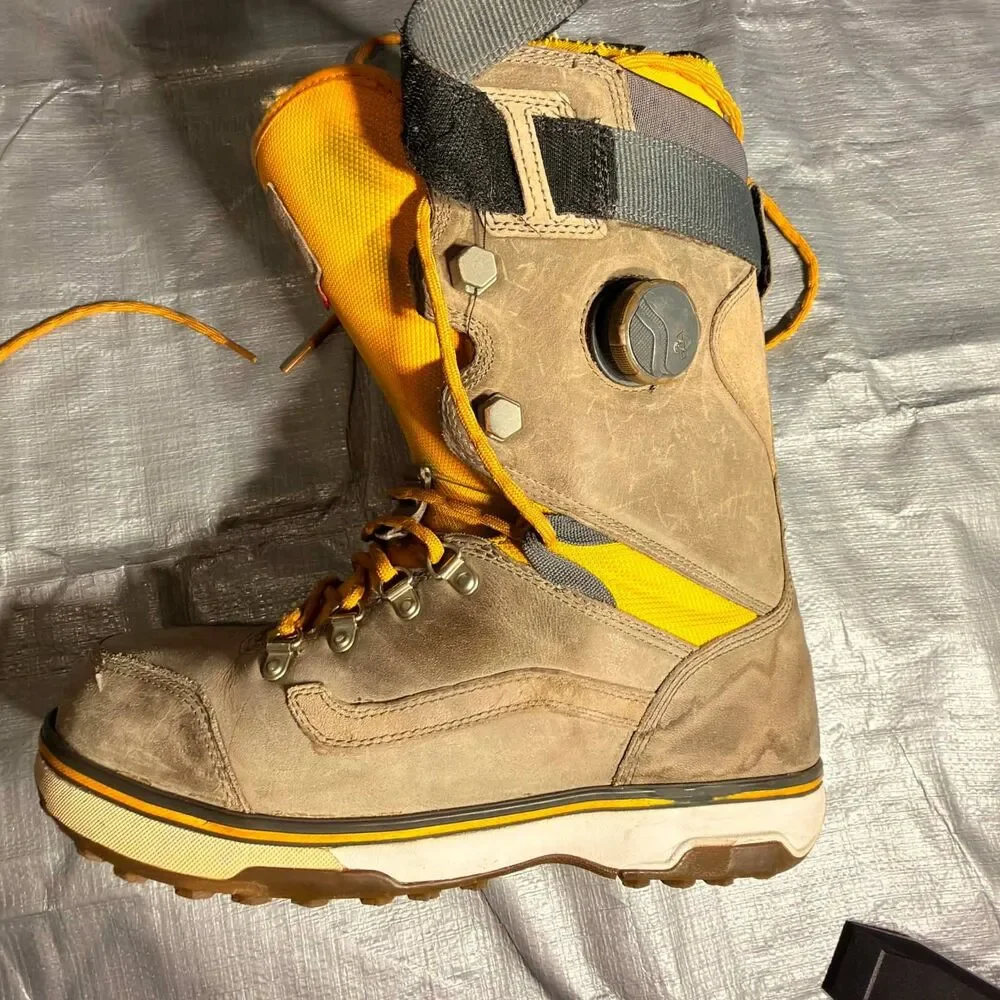 Vans Infuse Snowboard Boots Mens Size 11 Brown Yellow Hybrid BOA Leather RECCO
